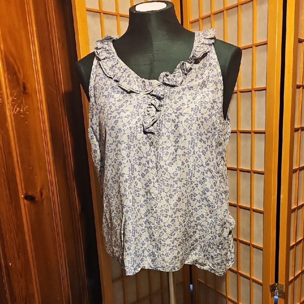 Old Navy Silk Floral Ruffle Blouse
